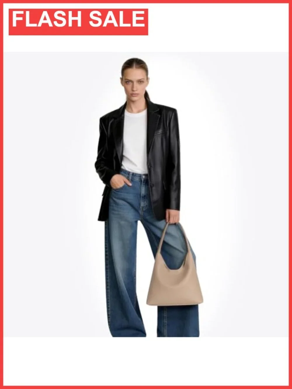 Small Slouchy Hobo Shoulder Bag Soft Vegan Leather Everyday Handbag